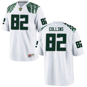 Mens Justin Collins White Ducks #82 Football Game Official Jersey
