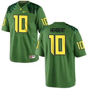 Men's Justin Herbert Apple Green University of Oregon #10 Football Game Alternate Embroidery Jersey