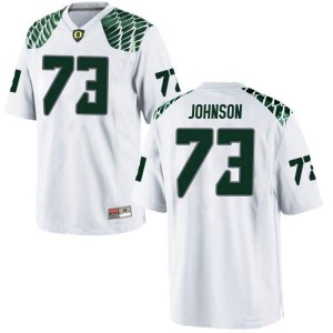 Men Justin Johnson White Oregon Ducks #73 Football Replica Stitch Jerseys