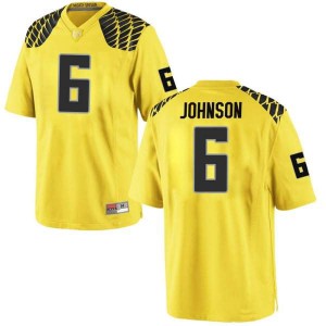 Men's Juwan Johnson Gold Ducks #6 Football Replica Stitched Jersey