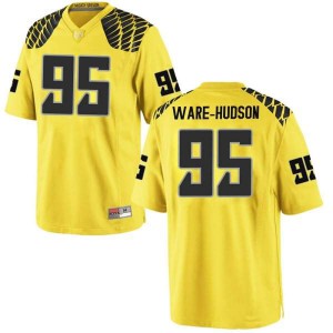 Men's Keyon Ware-Hudson Gold Oregon #95 Football Game NCAA Jerseys