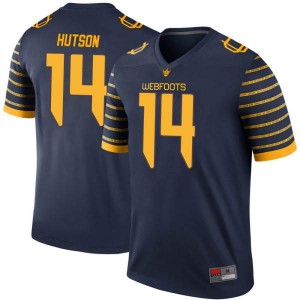 Men's Kris Hutson Navy Oregon Ducks #14 Football Legend Stitch Jerseys