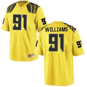 Men Kristian Williams Gold Oregon Ducks #91 Football Game High School Jerseys