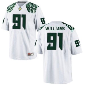 Men Kristian Williams White Oregon Ducks #91 Football Replica Embroidery Jersey
