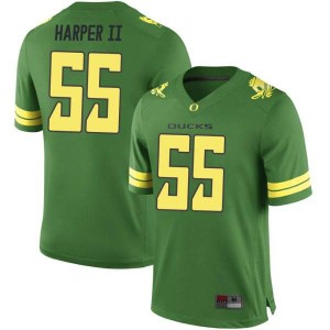 Men's Marcus Harper II Green University of Oregon #55 Football Replica Embroidery Jersey