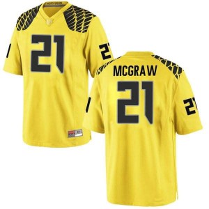 Mens Mattrell McGraw Gold Ducks #21 Football Game Stitch Jersey