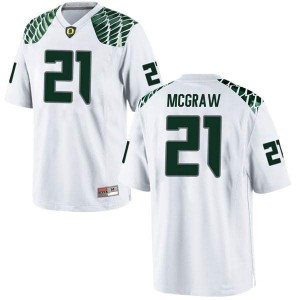 Men Mattrell McGraw White Ducks #21 Football Replica Stitched Jerseys