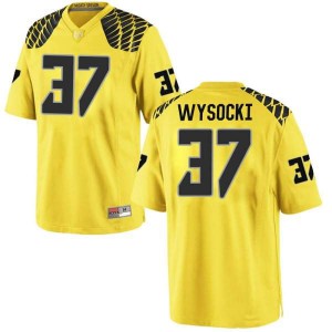 Men Max Wysocki Gold Ducks #37 Football Game Embroidery Jersey