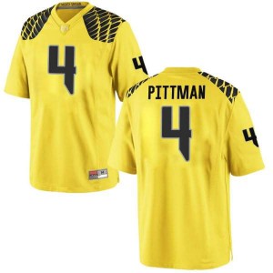 Mens Mycah Pittman Gold Oregon Ducks #4 Football Game Official Jersey