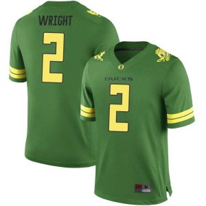 Men's Mykael Wright Green University of Oregon #2 Football Replica Stitch Jerseys