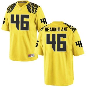 Mens Nate Heaukulani Gold University of Oregon #46 Football Game Alumni Jerseys