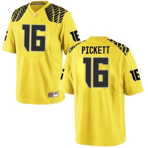 Men's Nick Pickett Gold Oregon #16 Football Game Official Jerseys