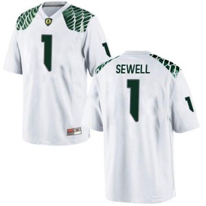 Men's Noah Sewell White Oregon #1 Football Replica Stitch Jerseys
