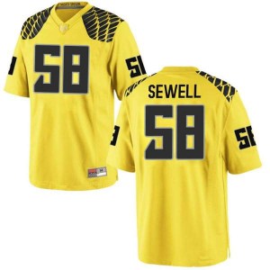 Men's Penei Sewell Gold University of Oregon #58 Football Replica Football Jerseys