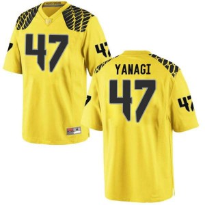 Mens Peyton Yanagi Gold Oregon Ducks #47 Football Replica Embroidery Jerseys