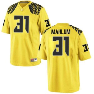 Men's Race Mahlum Gold Oregon #31 Football Game Official Jerseys