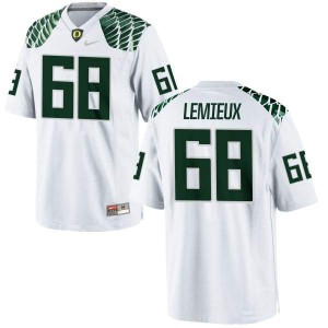 Mens Shane Lemieux White UO #68 Football Authentic Embroidery Jersey