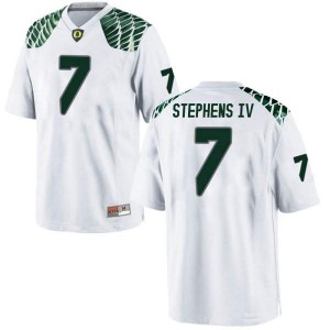 Men Steve Stephens IV White Ducks #7 Football Game Stitched Jerseys