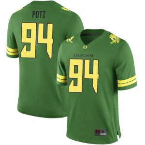 Men's Sua'ava Poti Green Oregon #94 Football Replica Stitch Jerseys
