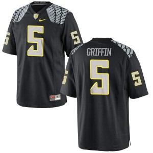 Mens Taj Griffin Black Oregon #5 Football Replica Embroidery Jersey