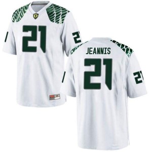 Men Tevin Jeannis White Oregon Ducks #21 Football Replica College Jerseys