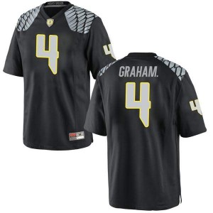 Mens Thomas Graham Jr. Black University of Oregon #4 Football Game Stitch Jerseys
