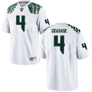 Men's Thomas Graham Jr. White University of Oregon #4 Football Replica Stitch Jersey