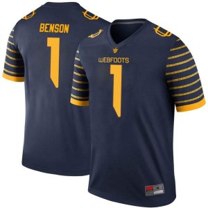 Men's Trey Benson Navy University of Oregon #1 Football Legend Embroidery Jerseys