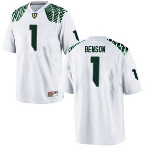 Men's Trey Benson White Oregon Ducks #1 Football Replica University Jersey