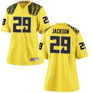 Women Adrian Jackson Gold Ducks #29 Football Replica High School Jersey