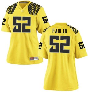 Womens Andrew Faoliu Gold University of Oregon #52 Football Replica Stitch Jerseys