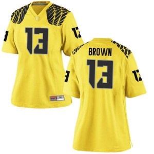 Women's Anthony Brown Gold Ducks #13 Football Replica Football Jersey