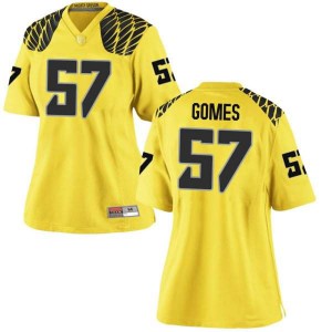 Women Ben Gomes Gold Ducks #57 Football Game NCAA Jersey