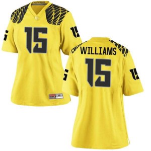 Womens Bennett Williams Gold Ducks #15 Football Game Stitch Jersey