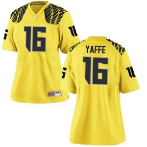 Womens Bradley Yaffe Gold University of Oregon #16 Football Game Official Jersey
