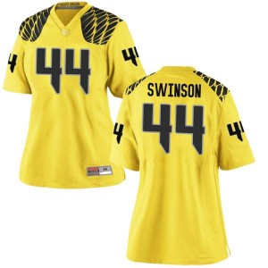 Womens Bradyn Swinson Gold Oregon Ducks #44 Football Game Stitched Jersey