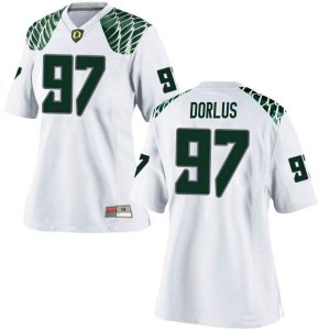 Women Brandon Dorlus White Ducks #97 Football Replica High School Jerseys