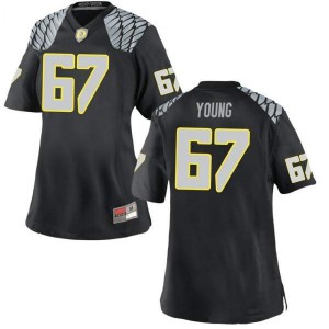 Women Cole Young Black Oregon #67 Football Game Embroidery Jersey