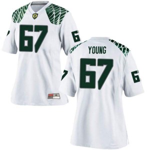 Womens Cole Young White UO #67 Football Game Stitch Jersey