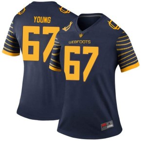 Women's Cole Young Navy Oregon #67 Football Legend Stitched Jersey