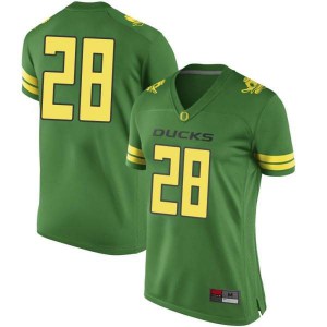 Womens Cross Patton Green Oregon #28 Football Game Embroidery Jersey