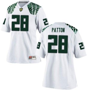 Womens Cross Patton White Ducks #28 Football Game University Jerseys