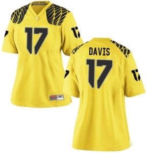 Womens Daewood Davis Gold Oregon #17 Football Game Stitch Jerseys