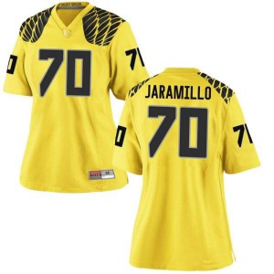 Women's Dawson Jaramillo Gold University of Oregon #70 Football Replica Alumni Jerseys