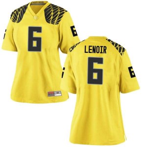 Womens Deommodore Lenoir Gold University of Oregon #6 Football Game Official Jerseys