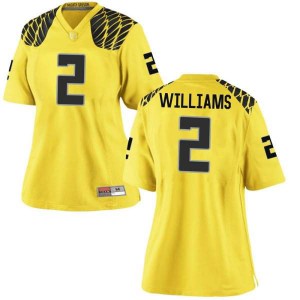 Women's Devon Williams Gold Oregon Ducks #2 Football Replica Official Jerseys