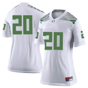 Womens Dontae Manning White University of Oregon #20 Football Limited Stitch Jerseys