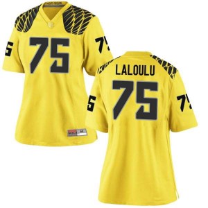 Women's Faaope Laloulu Gold Oregon #75 Football Replica Embroidery Jersey