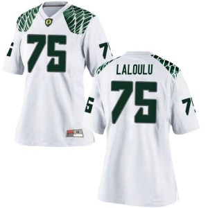 Women's Faaope Laloulu White Oregon Ducks #75 Football Replica Stitched Jersey