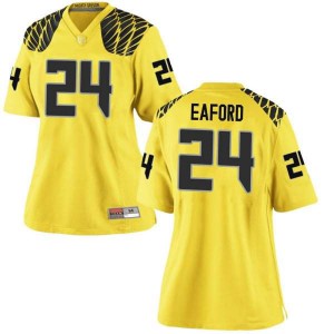 Women Ge'mon Eaford Gold University of Oregon #24 Football Replica University Jerseys